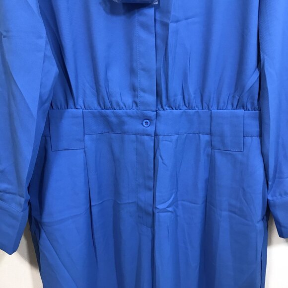 XXL Jumpsuit Long Sleeve Wide Leg Pockets Blue - Picture 4 of 10